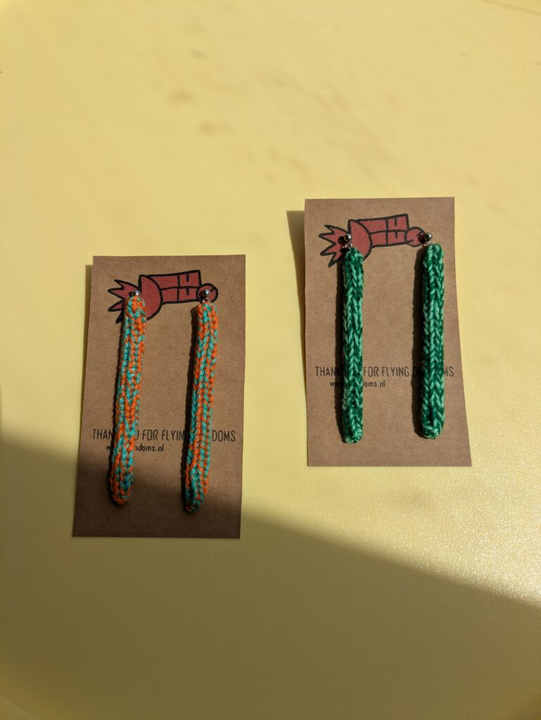 Long knitted earrings